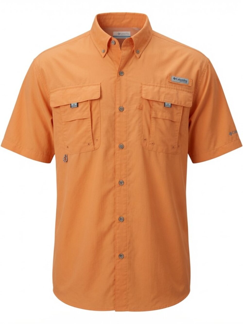Columbia Bahama PFG Shirt Vented OmniShade Mens Sz XL Orange Fishing Utility EUC